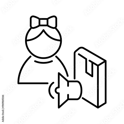 Children audiobook icon. Education and audiobooks line symbol. Black and white.