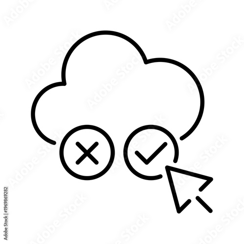 Cloud selection icon. Business and cloud computing line symbol. Black and white.