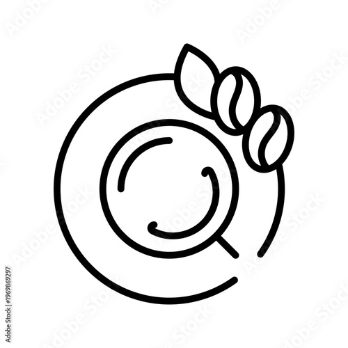 Coffee cup icon. Food and coffee line symbol. Black and white.