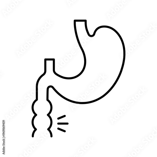 Duodenum inflammation icon. Healthcare and gastroenterology line symbol. Black and white.