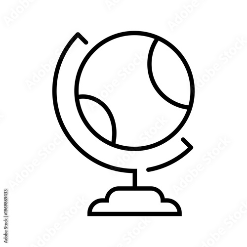 Earth globe icon. Education and geography line symbol. Black and white.