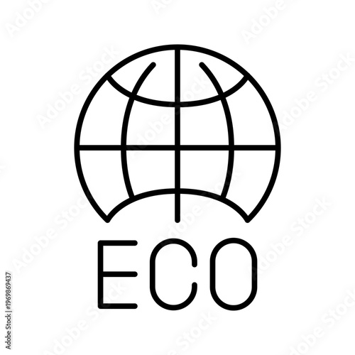 Eco label icon. Environment and sustainability line symbol. Black and white.