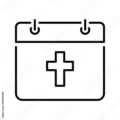 Easter calendar icon. Holidays and religious holiday line symbol. Black and white.