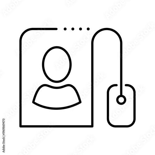 Employee search icon. Business and recruitment line symbol. Black and white.