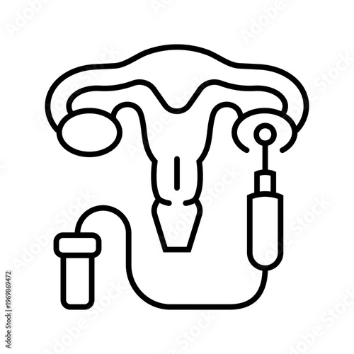 Egg retrieval icon. Healthcare and fertility line symbol. Black and white.