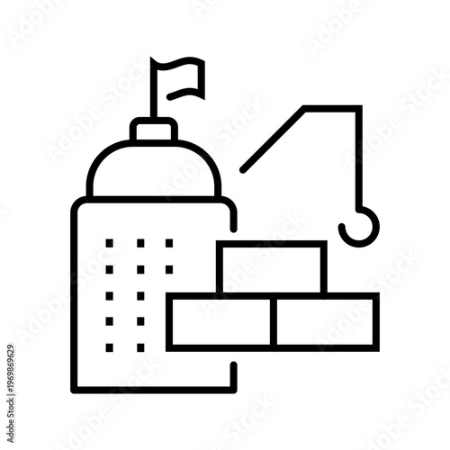 Government construction icon. Industry and government building line symbol. Black and white.