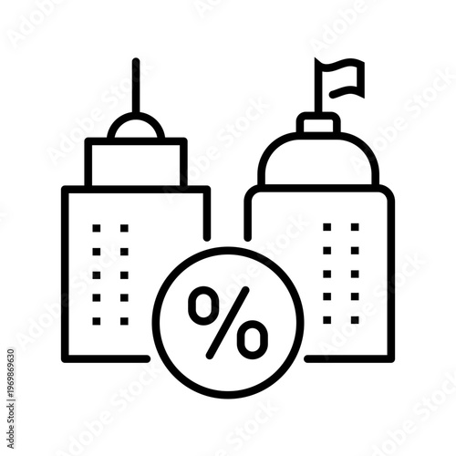 Government partnership icon. Business and public partnerships line symbol. Black and white.