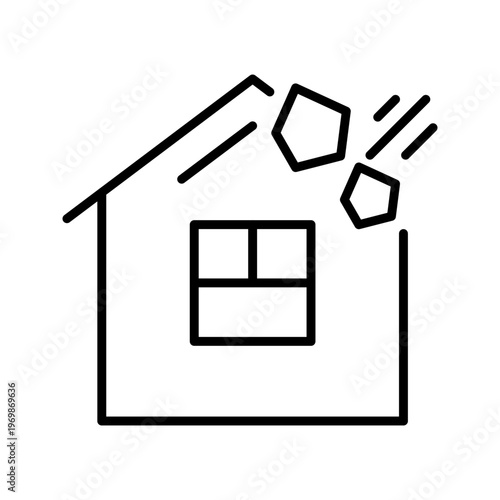 Hail damage icon. Science and hailstorm line symbol. Black and white.