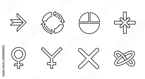 Set of abstract symbols and signs in vector format