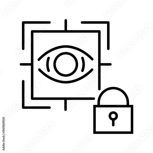 Iris scanner icon. Technology and biometrics line symbol. Black and white.