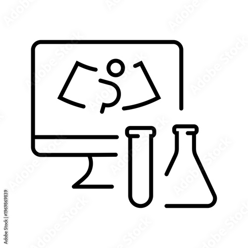 Ivf ultrasound icon. Healthcare and fertility line symbol. Black and white.