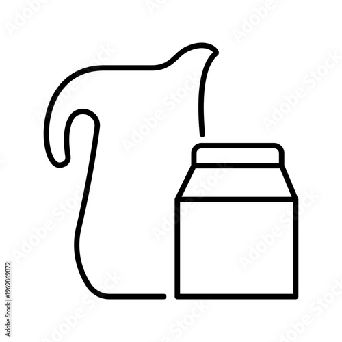 Kefir drink icon. Food and fermented dairy line symbol. Black and white.