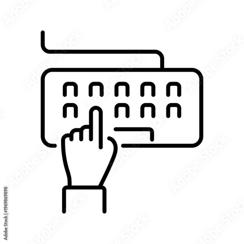 Keyboard typing icon. Technology and input devices line symbol. Black and white.