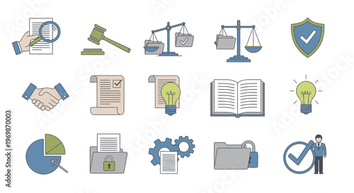 Law Legal Justice Icons Set.