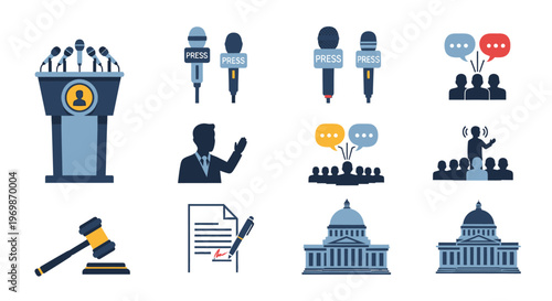 Politics Government Law Icon Set.
