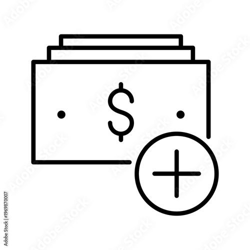 Money deposit icon. Business and banking line symbol. Black and white.