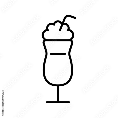 Milk shake icon. Food and dessert drink line symbol. Black and white.