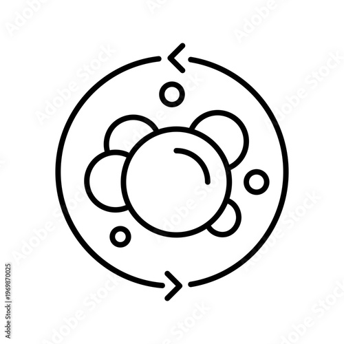 Molecule cycle icon. Science and biochemistry line symbol. Black and white.