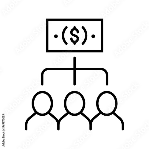 Money distribution icon. Business and payments line symbol. Black and white.