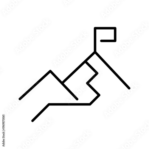 Mountain trail icon. Travel and hiking line symbol. Black and white.