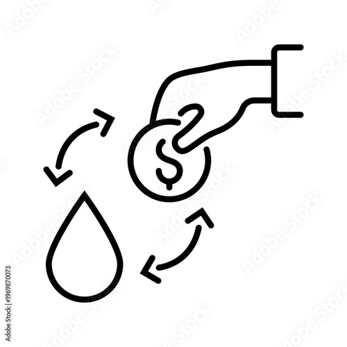 Oil payment icon. Business and commodities line symbol. Black and white.
