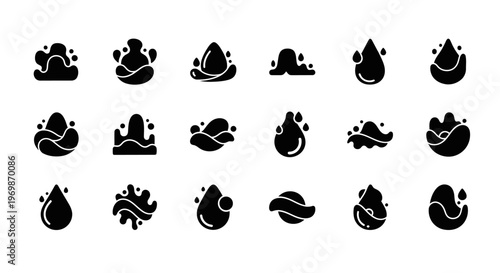 Water Drop Icons: Liquid, Splash, and Nature Elements