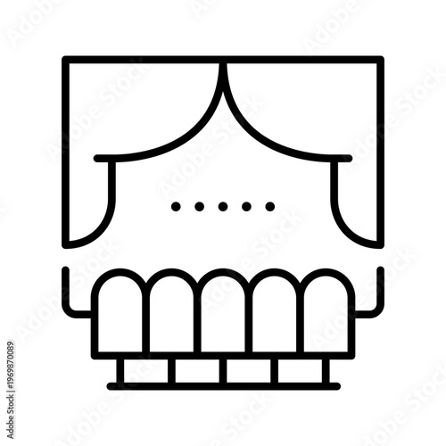 Movie theater icon. Entertainment and cinema line symbol. Black and white.