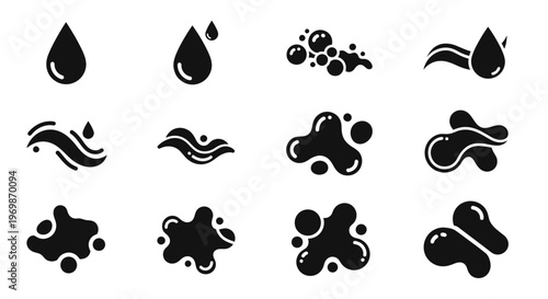 Water drop vector set. Liquid droplet collection.