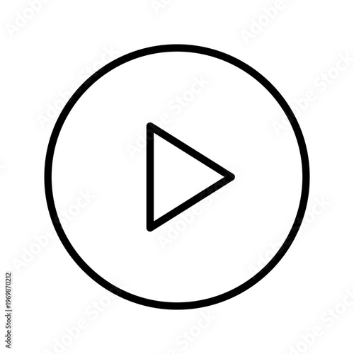 Play button icon. Technology and media player line symbol. Black and white.