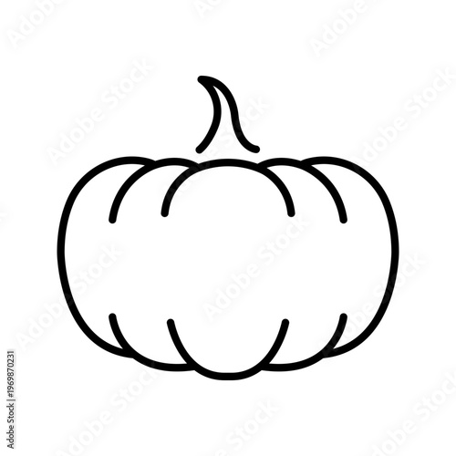 Pumpkin vegetable icon. Food and vegetable line symbol. Black and white.