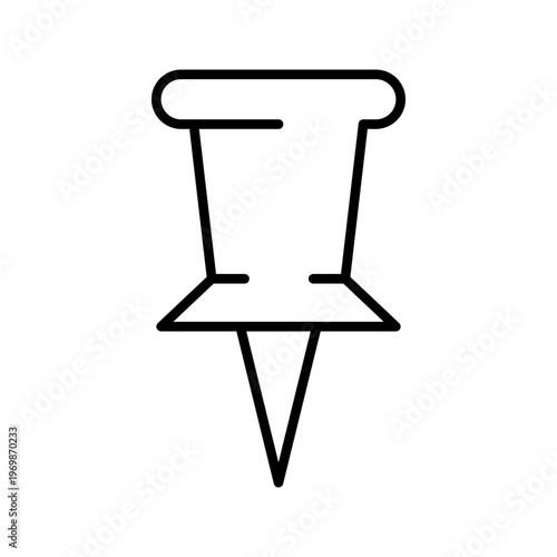 Push pin icon. Business and stationery line symbol. Black and white.