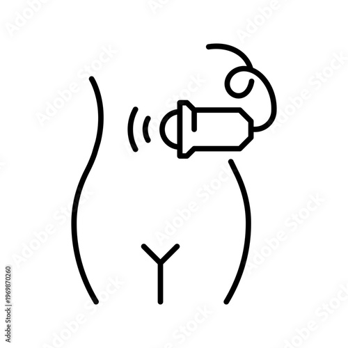 Radiofrequency skin lift icon. Healthcare and cosmetic treatment line symbol. Black and white.