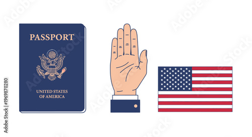 American Passport Travel Documentation Symbol.