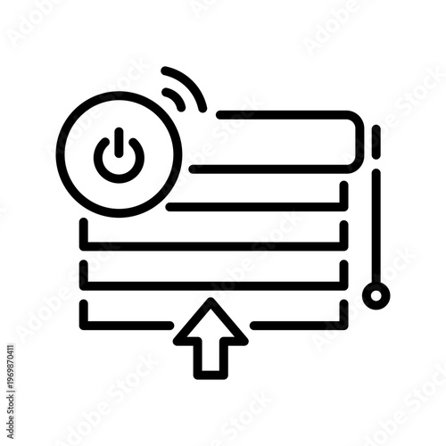 Smart blinds icon. Home and home automation line symbol. Black and white.