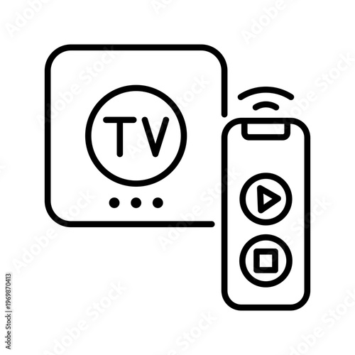 Smart tv icon. Industry and consumer electronics line symbol. Black and white.