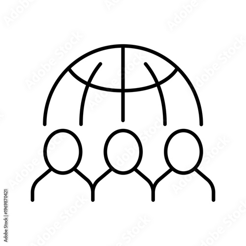 Social network icon. Communication and social networking line symbol. Black and white.