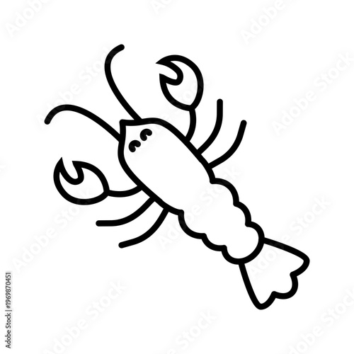 Spiny lobster icon. Food and seafood line symbol. Black and white.