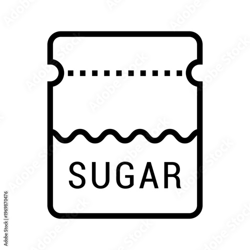 Sugar packet icon. Food and sweetener line symbol. Black and white.