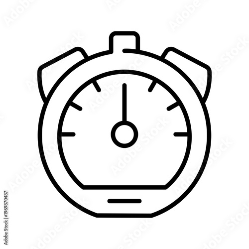 Stopwatch timer icon. Sports and motorsport line symbol. Black and white.