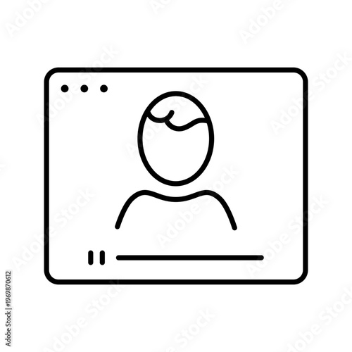 Vlogger video icon. Media and video blogging line symbol. Black and white.