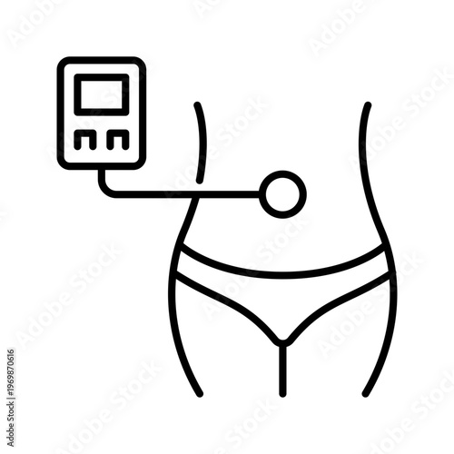 Weight loss icon. Healthcare and weight management line symbol. Black and white.