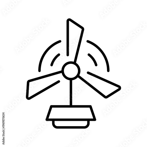 Wind turbine icon. Industry and wind energy line symbol. Black and white.