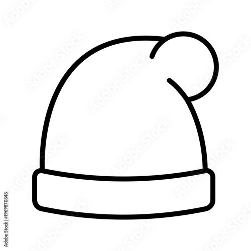 Winter hat icon. Fashion and headwear line symbol. Black and white.