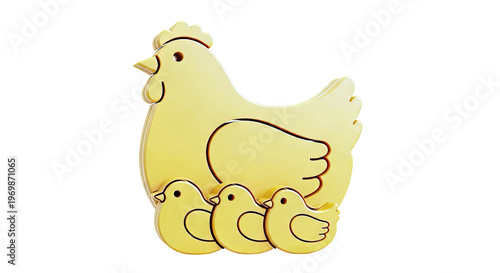 Yellow Wooden Hen and Chicks Puzzle Toy