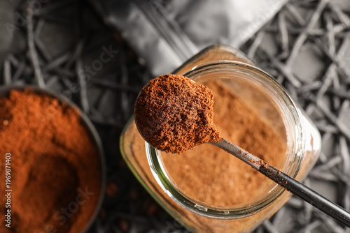 Spoon with coffee powder on...