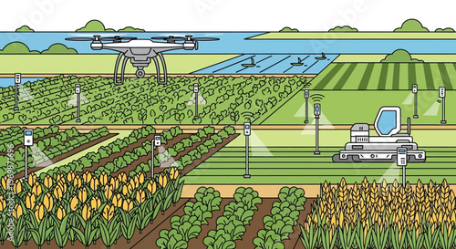 Smart Farming with Drone, Tractor, and Sensors - Agricultural Technology