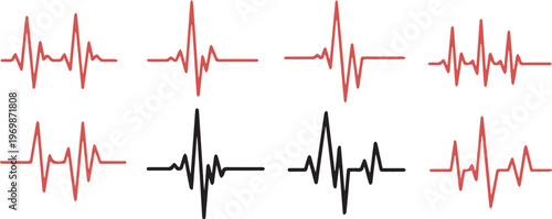 Heartbeat Pulse EKG ECG Line Vector Icon Set