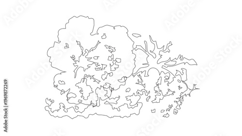 Top view of outline green trees isolated on transparent background for landscape plan.