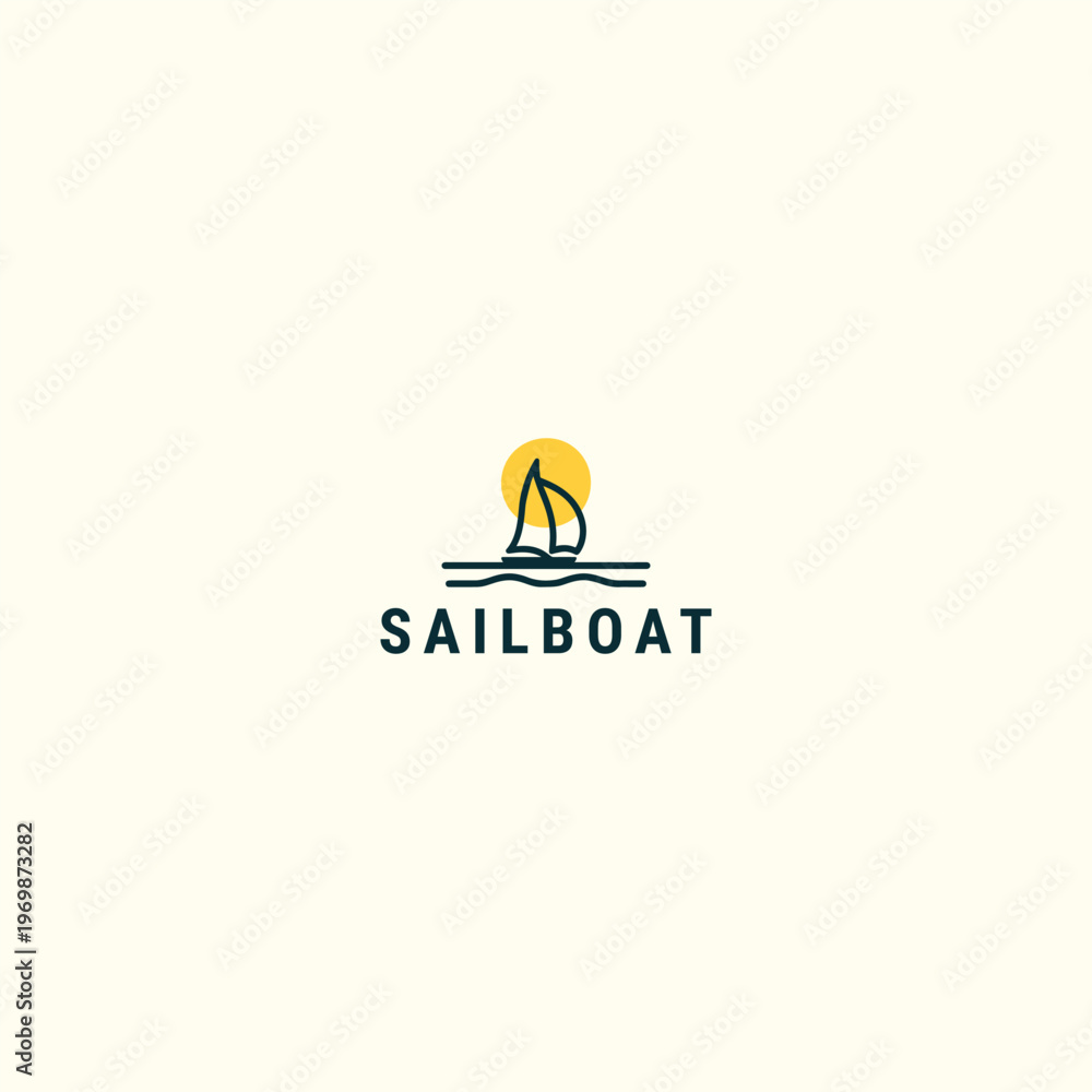 Fototapeta premium Sailboat logo style icon design template vector illustration