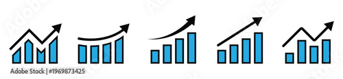 Upward Arrow Chart and Growth Analytics Icons